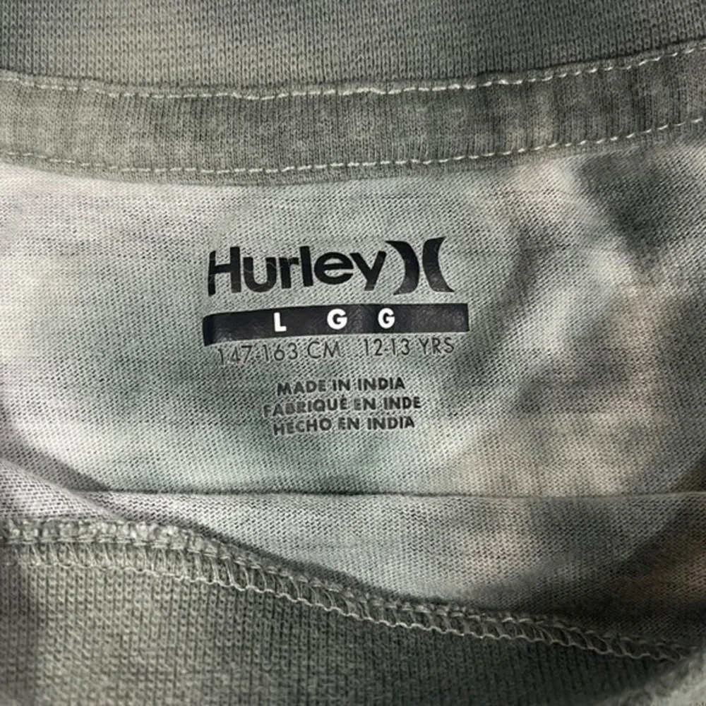 Hurley Boys Striped T Shirt Army Green Black‎ Short Sleeve Casual Top L